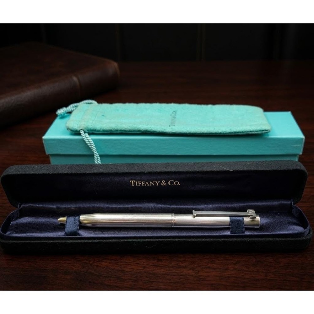 Tiffany & Co Ballpoint Pen Sterling Silver 925 T Clip Twist Germany With Box